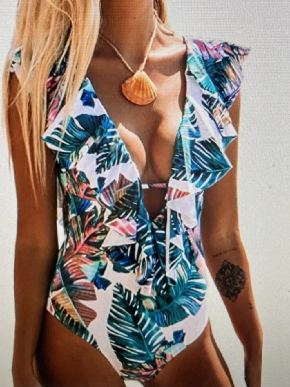 SPORLIKE One Piece Swimsuit Tropical Print Size XL